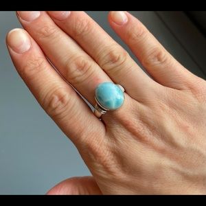 Sterling Silver Ring with Larimar Stone